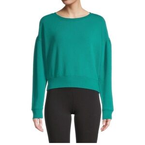 UGG Tenley Cropped Drop Puff Sleeve Sweatshirt - Teal Green in Medium NWT
